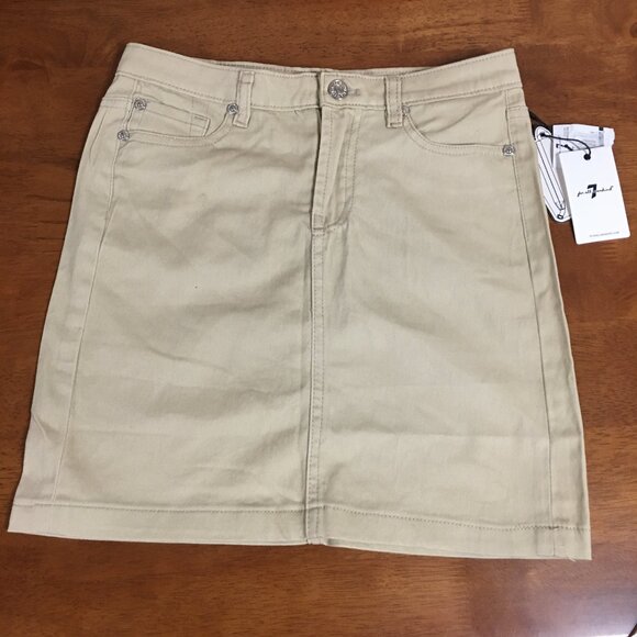 Girls Khaki Soft Denim Skirt - Picture 1 of 5
